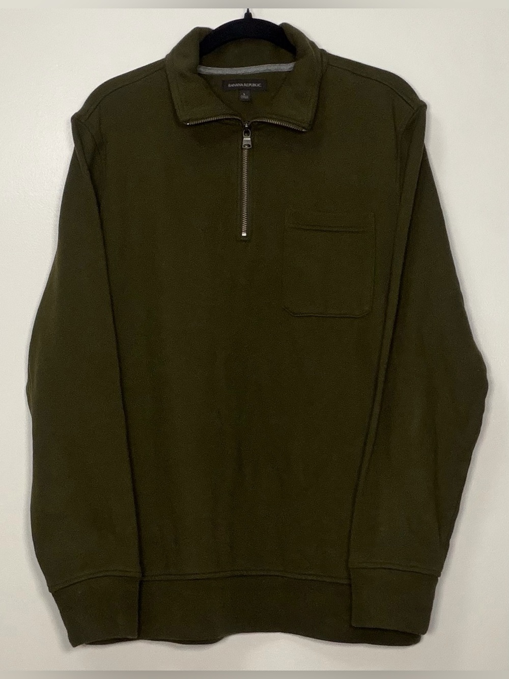 Banana Republic Men's Olive Green Half-Zip Sweater